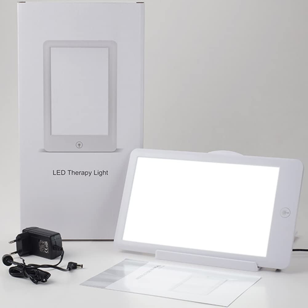 Scatola Luminosa Triste, 32000 Lux Lampada Fototerapia, Senza Raggi ​UV Regolazione Variabile Lampada Di Luce Naturale 3 Livelli Di Luminosità Staffa Pieghevole, Controllo Touch,Bianca
