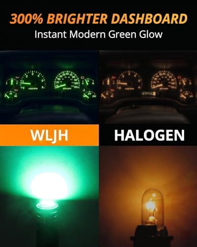 Image of WLJH 194 Led Bulb PC195 PC194 PC168 Car Dashboard Instrument Panel Bulbs 168 2825 T10 Led Twist Socket Locks Dash Lights Gauge Cluster Led Super Bright (Green,Pack of 6) | 3030 SMD, 200lm, PC194 PC168 PC195, Dimmable, Plug and Play, Map, Dome, Trunk, Door, Instrument Light, 6-Pack