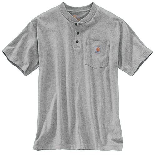 Carhartt Mens Loose Fit Heavyweight Short-Sleeve Pocket T-Shirt (Big & Tall) Henley Shirts, Heather Gray, 3X-Large US2