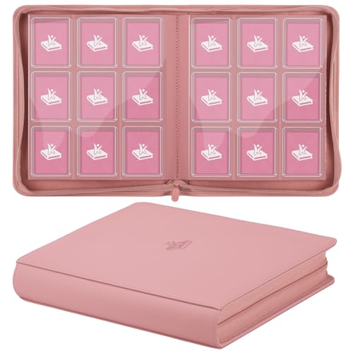 Toploader binder Trading Card Binder Premium 9 Pocket Top loader Binder Card Album Holds 288 Rigid 3x4 Toploaders Hard Cases Storage Organizer for TCG MTG Yugioh & Sports Trading CardsPink
