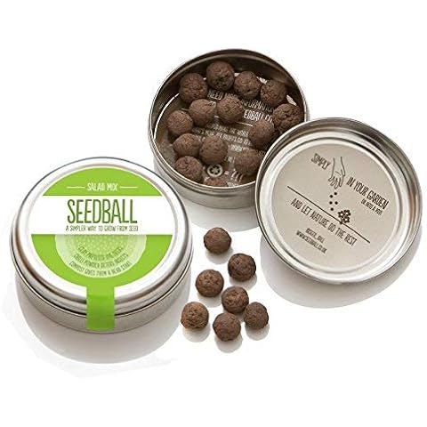 SEEDBALL Salad Mix, Kitchen Garden Salad Seeds | Christmas Gifts for Mum & Gardening Gifts for Women & Men | Seeds for The Garden & Indoor Plant Pots | Rocket, Kale, Cress, Green & Red Mustard Seeds Cover