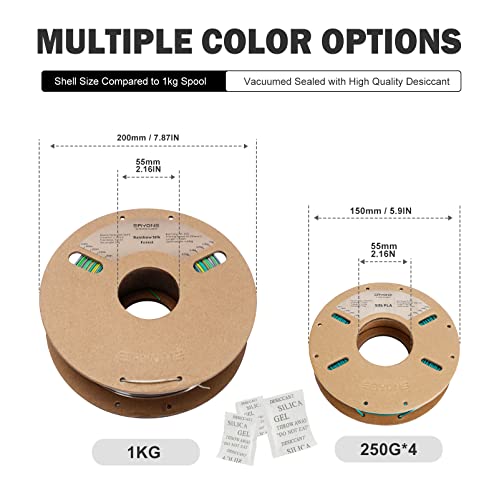 Image of ERYONE PLA Filament 3D Printer Filament Bundle Multicolor 1.75mm + /- 0.03mm, PLA Filament 250g Spool, 4 Rolls, Silk Triple Color 2