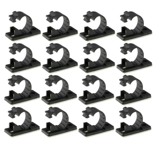 HOLIDYOYO 25 Clips Adhesivos para Cables Negros Organizador y Gestor de Cables Ajustables para Pared USB y Alimentación Gestión Práctica y Ordenada