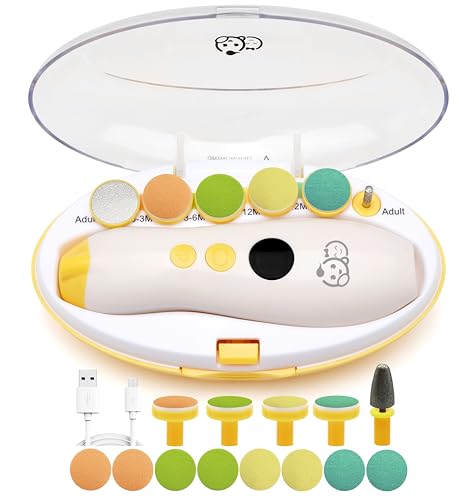 Image of Rechargeable 22 in 1 Baby Nail Trimmer, Safe Electric Baby Nail File, Extra 13 Replacements, Royal Angels Baby Nail Kit, Nail Clippers, Newborn Toddler Toes Nails, Trim Polish (Rechargeable, Mango)