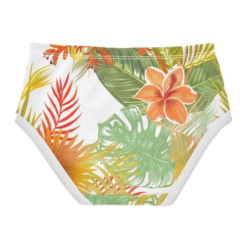 Tropical Flowers Leaves Orange Green Girls Underwear Toddlers 2t Cotton Panties for Girl Fun Underpants Briefs2