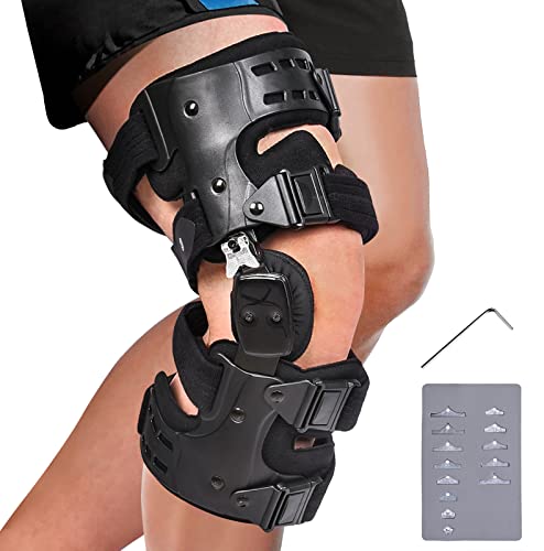 OneBrace OA Unloader Knee Brace - Osteoarthritis Unloader Adjustable ROM Hinged Stabilizing Knee Brace Preventive Protection & Relief from Knee Joint Pain Medial or Lateral Degeneration ï¼Leftï¼