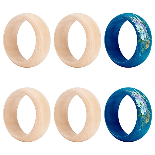 OLYCRAFT 6 pièces Bracelets en Bois Non Fini Bracelets en Bois Naturel de 2.5~2.6 Pouces pour Projet d'arts et D'Artisanat, DIY, Décoration de la Maison, Création de Bijoux, etc.
