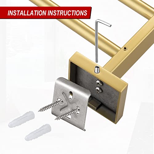 Turs Bathroom Towel Rack Brushed Gold Towel Shelf With Towel Bar Stainless Steel Wall Mounted Towel Holder Towel Rail #TOP4