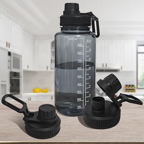 2 stuks vervangbaar deksel voor Nalgene Sustain Tritan waterfles, brede mond lus bovendeksel compatibel met Nalgene 32 oz, BPA-vrij, vervangende dop accessoires met handvat gemakkelijk te dragen,