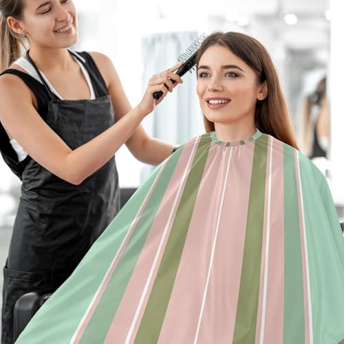 Capa de corte de cabello impermeable verde oliva a rayas profesional miniatura 7