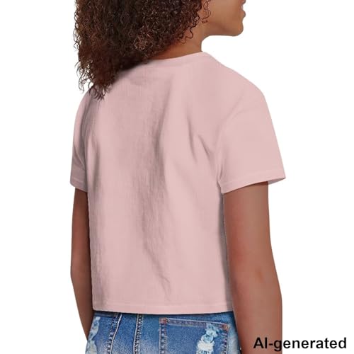 Image of Cute Crop Tops for Girls Short Sleeve Summer T Shirts Fashion Graphic Tees Crew Neck Pullover Tee 5-14 Years