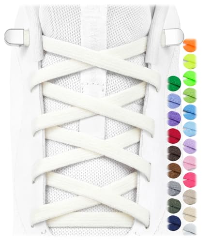 Image of Stepace 2 Pairs Elastic No Tie Shoe Laces for Kids and Adults Sneakers, Stretch Flat Tieless Shoestrings