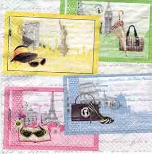 3 Plis Serviettes/- Livré En Lot De 20 Serviettes En Papier - Design