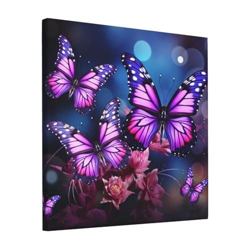 Impressions sur toile de papillons violets LHDGBWC, œuvre d'art moderne haut de gamme