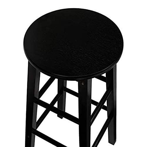 Image of PJ Wood Classic Round Seat 24 Inch Tall Kitchen Counter Stools for Homes, Dining Spaces, and Bars with Backless Seats, Square Legs, Black, Set of 2