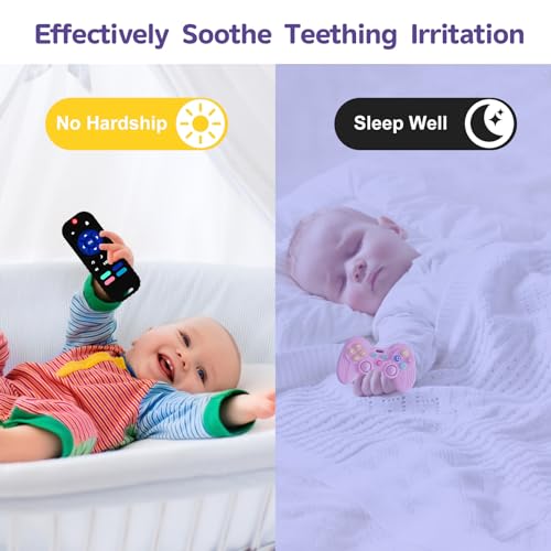 Image of Hooku 2 Pack Remote Teether for Baby, Silicone Teethers for Babies 6-12 Months, Baby Teething Toys for Babies 0-6 Months, Remote Control Toy, Infant Gifts for Boys Girls