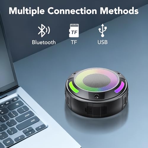 Image of Bluetooth Speaker, 2026 Portable Wireless Shower Speaker, Digital Display Portable Speaker with Detachable hook ,IPX7 Waterproof with LED Light, HD Sound & Bass for Bathroom, Pool, Beach & Outdoor