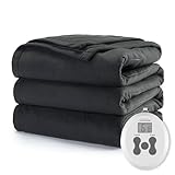 Sunbeam Royal Ultra Fleece Heated Electric Blanket Full Size, 84' x 72', 12 Heat Settings, 12-Hour Selectable Auto Shut-Off, Fast Heating, Machine Washable, Warm and Cozy, Dark Shadow