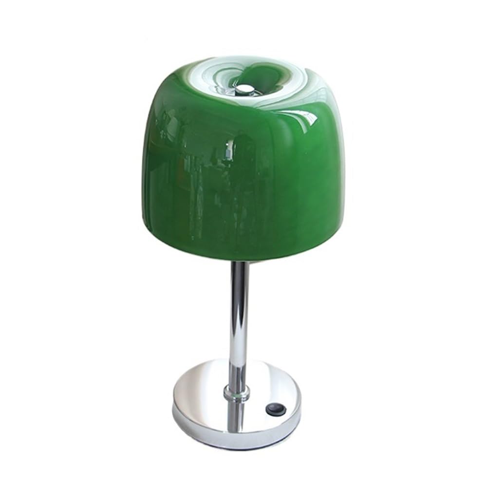 Kx9Lb8d Nightstand Lamps Mushroom Table Lamp Bedroom Living Room Translucent Glass Vintage Ambiance Bedside Reading Lamps(Green)