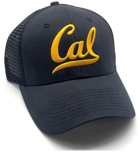 Officially Licensed Cal Berkeley Navy MVP Mesh Trucker Hat Classic Embroidered University Sports Team Logo Adjustable Structured Blue Snapback Baseball Cap