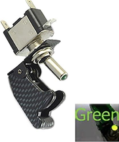 HOTSYSTEM Rocker Toggle Switch SPST ON/Off 12V/20A Carbon Fiber Cover LED Illuminated 3Pin for Car Truck Boat Motorcycle (Pack of 1,Green)