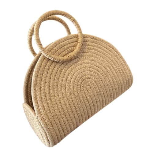 Panier en paille grande capacité avec sac à main en corde de coton tissée