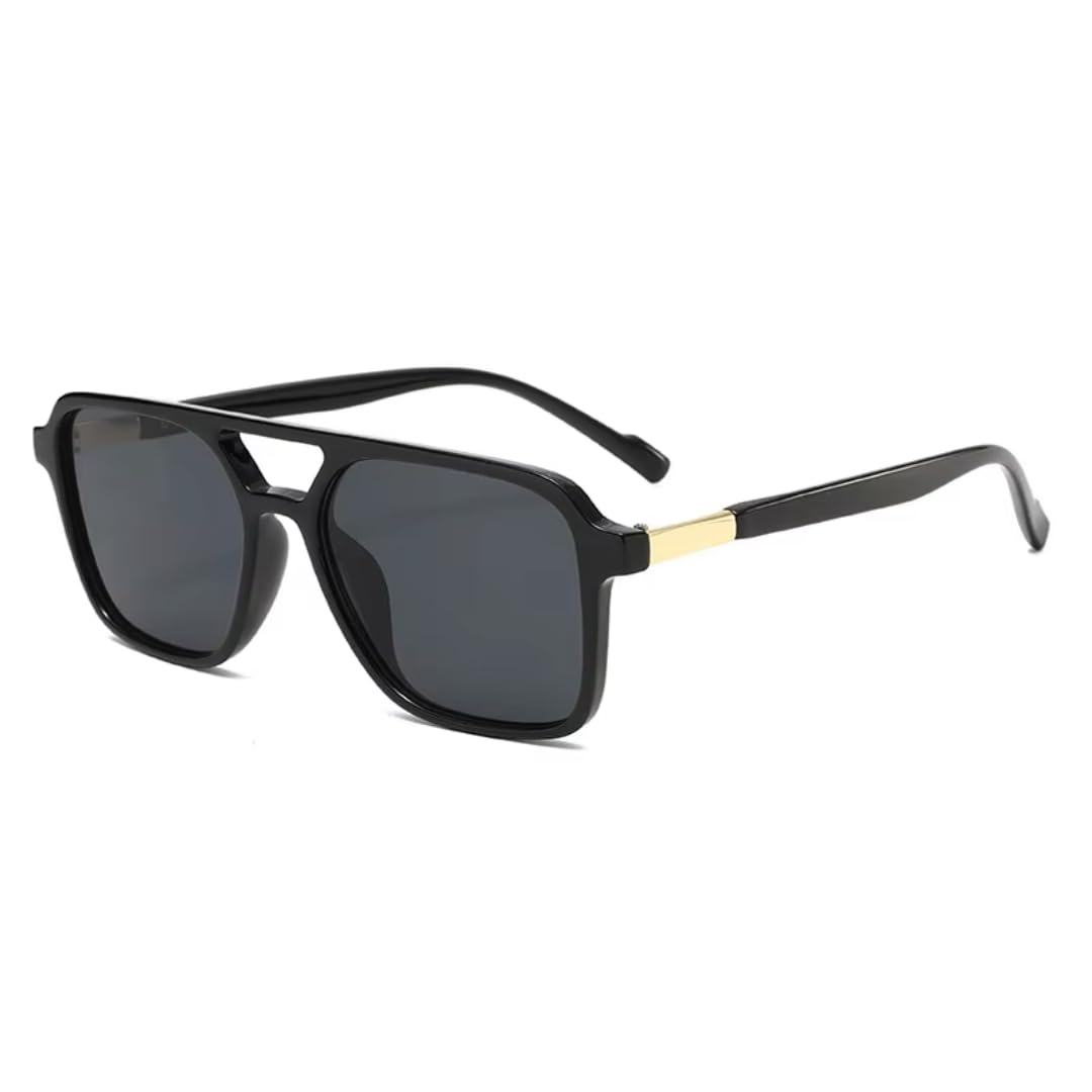 Lunettes de soleil grand format avec double faisceau métallique aux finitions soignées