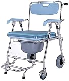 Padded Seat Transfer Bench, Elderly Commode Chair Mobile Adult Toilet Chair with Shower Seat/Backrest for Pregnant Women Disabled People Wheelchair Bathing Chair,Transfer Bench