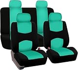 FH Group Stylish Cloth Full Set Car Seat Covers (Airbag & Split Ready), Mint/Black Color- Fit Most Car, Truck, Suv, or Van