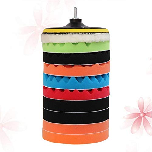 Image of DIY Crafts 12 Pcs 7 inchinch 180mm Buffing Sponge Car Polishing Pad Disc Wool Disc Polishing Wax Sanding Pad Cleaning Car Accessories Felt Pad Kits Drill Adapter (Pack 36 Pcs Kit, Multi)