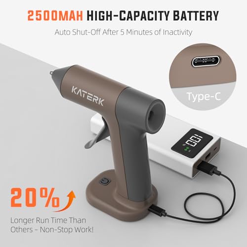 Katerk Cordless Hot Glue Gun Kit Gifts for Men, 30s Fast Heating & 20PCS Premium Mini Glue Sticks, Rechargeable, Compact & Portable, Auto Shut-Off, Perfect for DIY, Crafts & Repairs — view 4