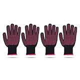 WOOXGEHM Hitzebeständige Handschuhe mit Silikonnoppen, 4Er Set, Hitzebeständige, Rutschfeste Handschuhe, Doppelseitig, für Haarstyling, Lockenstäbe und Alles Kochen(Rose)