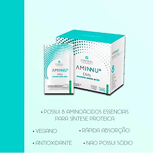 Kit Aminnu Limão 10g Com 30 Sachês Central Nutrition + Garrafa Squeeze 500ml