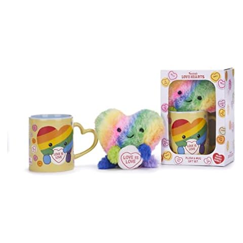 Posh Paws Swizzels Love Hearts Arty The Big Hearty 'Love is Love' 11OZ Mug & Plush Gift Set, Yellow, 37745 Cover