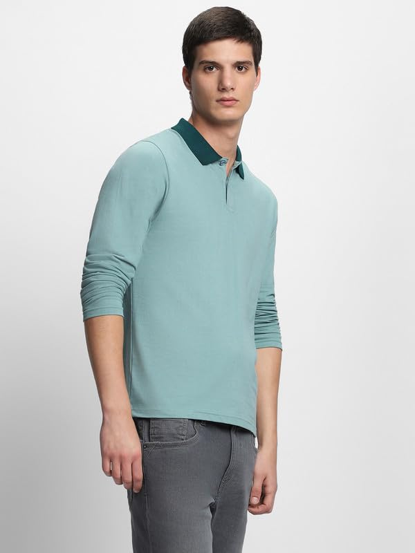 Image of Dennis Lingo Men's Cotton Polo Neck Tshirt, Regular Fit Long Sleeve