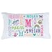 Personalized Planet My Name Pastel White Pillowcase with Custom Initial and Name Printed | Fun Bedroom DÃ©cor for Children | Standard Queen Size Pillow Cover | 20x31