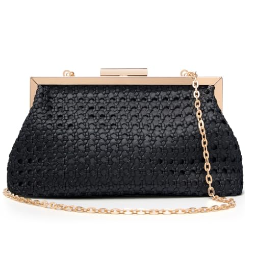 Image of DETARA Woven Evening Bag Clutch Purses for Women Fashion PU Leather Crossbody Purse for Wedding Party and Prom
