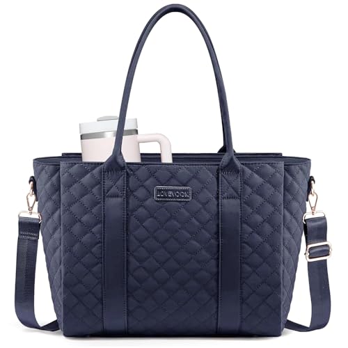 Image of LOVEVOOK Teacher Tote Bag for Women, Quilted Work Tote Nurse Laptop Bag, Large Computer Shoulder Bags with Zipper for Travel