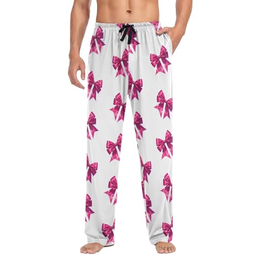 Men's Pajama Pants Rose Red Bows Sleep Pajama Lounge Pant with Pockets, Elastic Waistband3