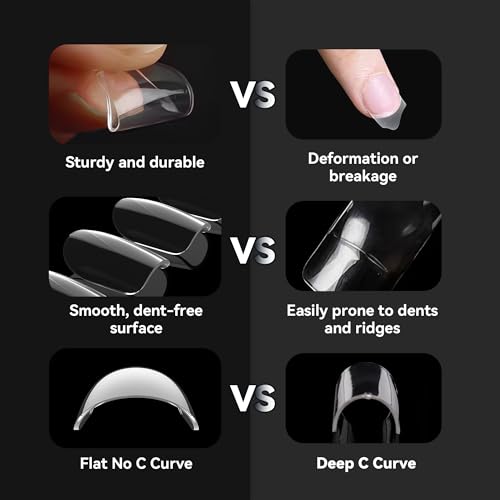 Image of UNA GELLA Short Square Nail Tips 216pcs Short Square Gel Tips 12 Sizes Press On Nails Full Cover Clear Fake Nails Extension for Home DIY Nail Salon