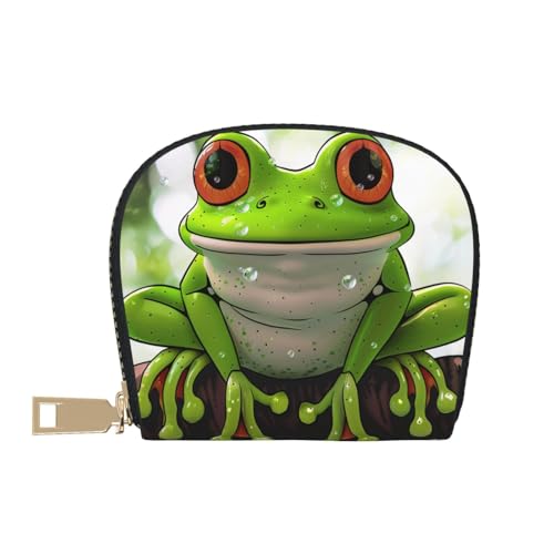 Cute Frog Art Printed Credit Card Wallet for Women Men Cute Zipper Card Cases Holder Mini Coin Purse with 12 Card Slots2
