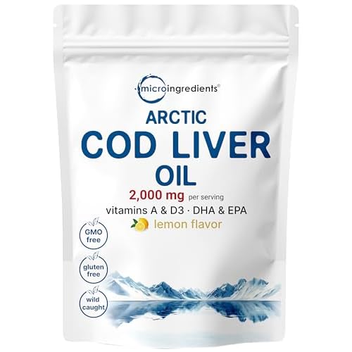 Cod Liver Oil 2,000mg Per Serving, 360 Softgels | Burpless Lemon Flavored – Rich in Omega 3, Vitamins A & D3, EPA, DHA | Wild Caught Arctic Deep Sea Fish | Heart, Brain, & Immune Supplement
