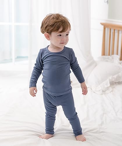 AVAUMA Baby Boys Girls Pajama Set Kids Toddler Snug fit Basic Sleepwear pjs for Daily (Camel, Blue 8 Years) (2Pack-Long) - Thumbnail 2