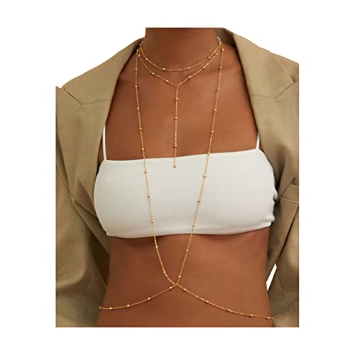 Corrente de corpo dourada com pingente de corrente de barriga para mulheres joias corporais sexy (co