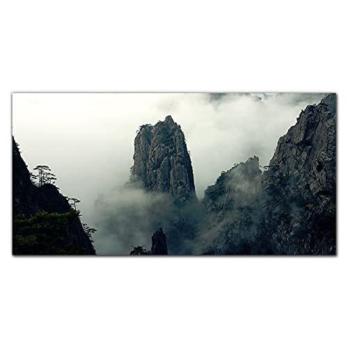 Décoration murale salon avec l'impression sur verre paysage de montagne 100x50cm