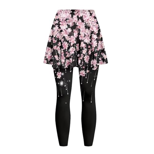 Women Yoga Skirted Leggings High Elasticity Active Skort Athletic Skapri with Back Pockets for Yoga,Pilates4