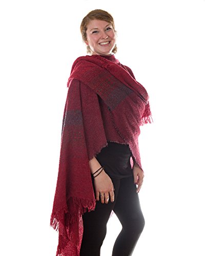 Kerry Woollen Mills Wool Ruana Shawl Rich Red Irish Made2
