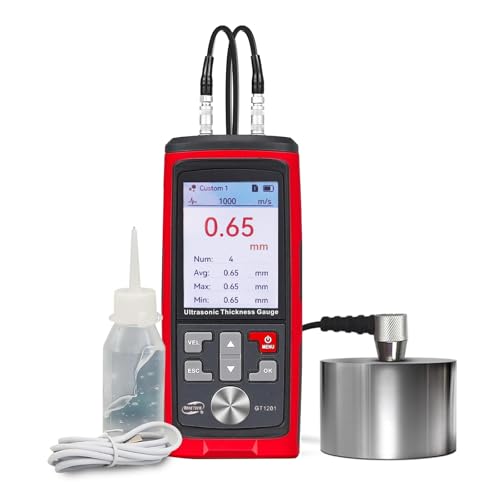 Ultrasonic Metal Thickness Gauge, Metal Gauge Thickness Tool, Measurement Range 1MM to 300MM, 0.01MM Resolution, Measuring 882X / Steel, Metal, Plastic, Glass, PVC, Pipes Thickness,Auto Calibration