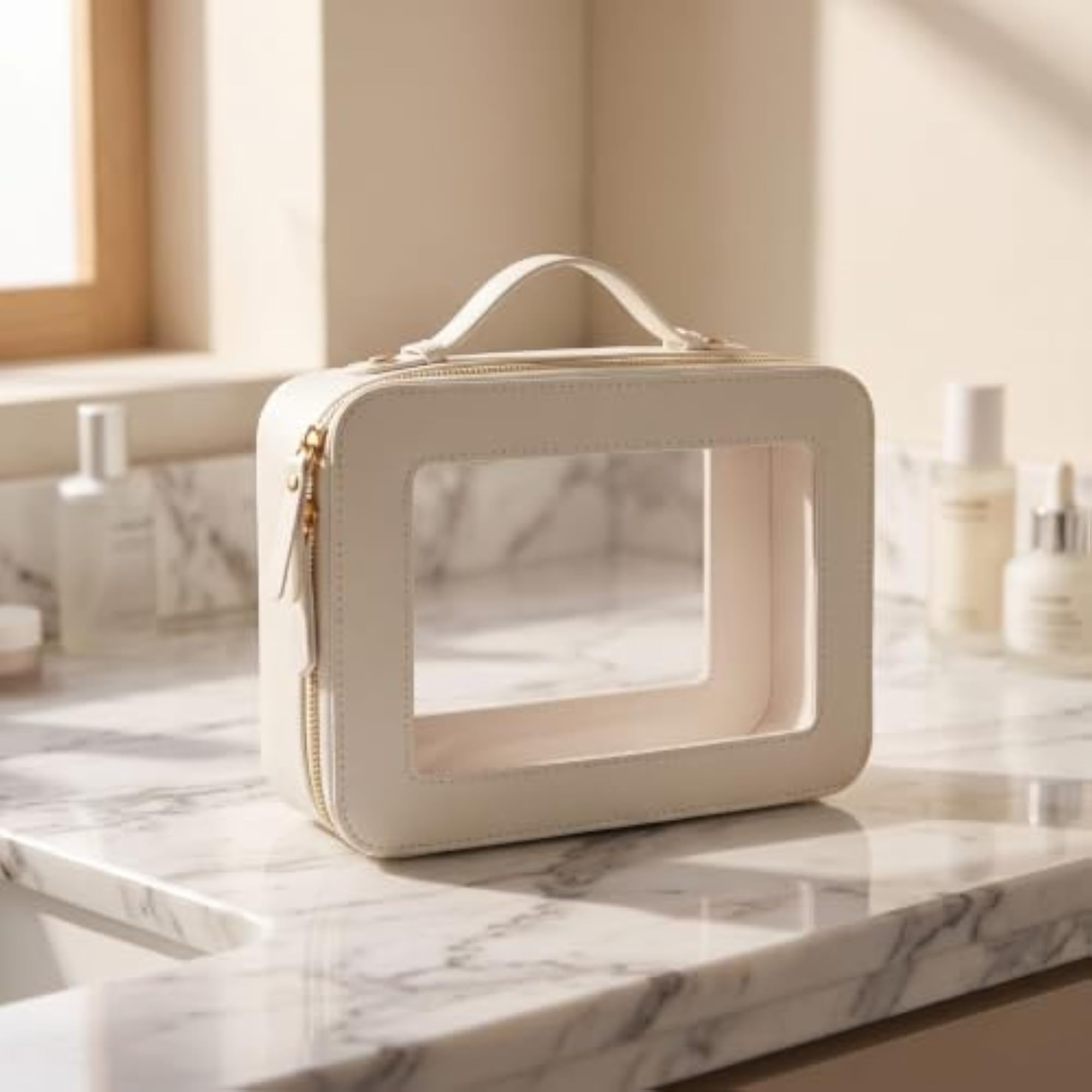 Transparent Clear Toiletry Bag with Zipper, Portable