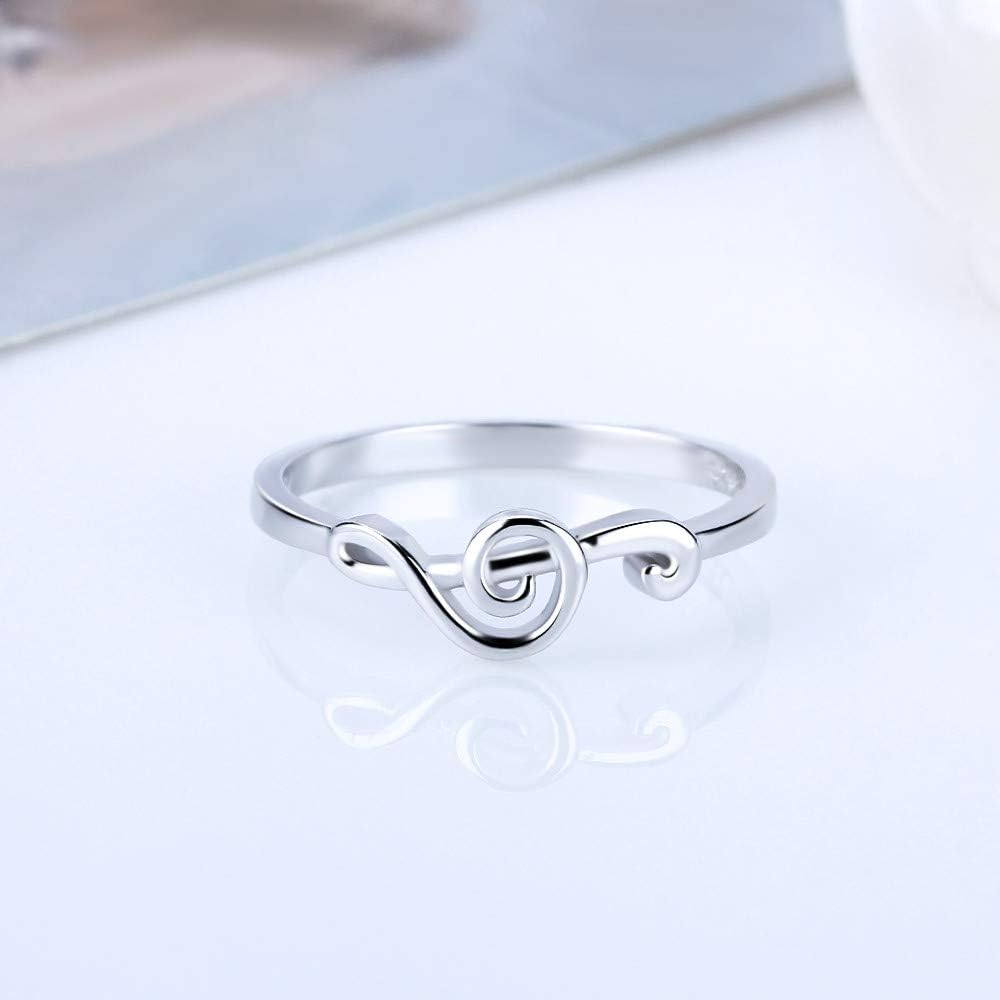 Treble Clef Rings Music Note Rhythm Rings for Women Sterling Silver